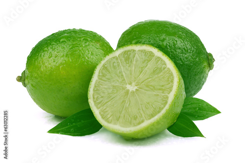 Ripe lime on white background