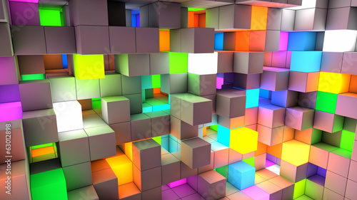 Abstract background color light cubes