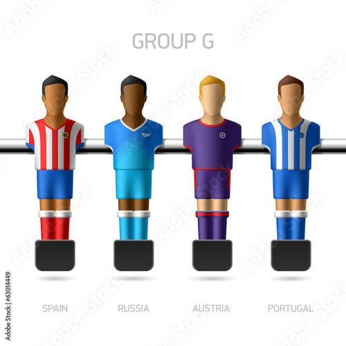 Table football, foosball players. Group G.