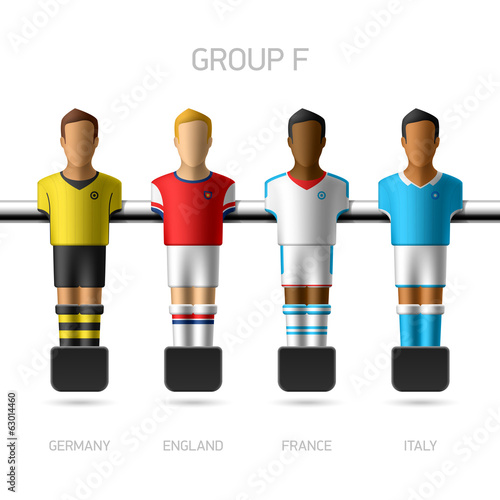 Table football, foosball players. Group F.