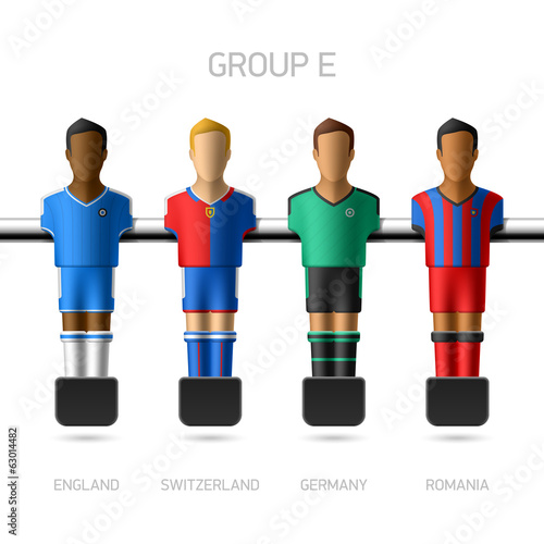 Table football, foosball players. Group E.