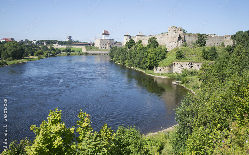 The river Narva on a Sunny summer day