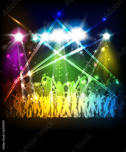 Abstract party sound background with dancing people