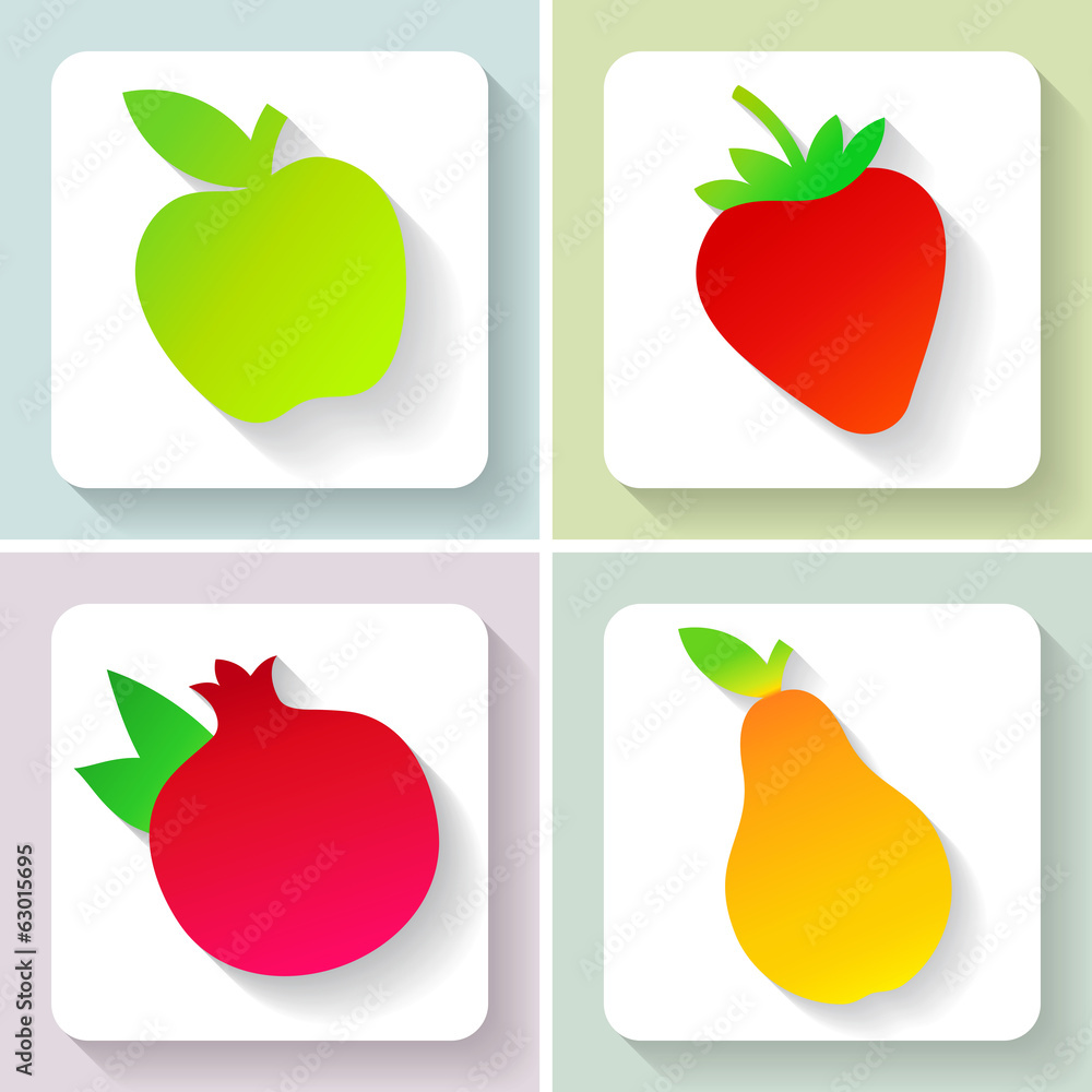 Set of flat design fruit icons. Vector illustration. Set of flat design fruit icons. Vector illustration.