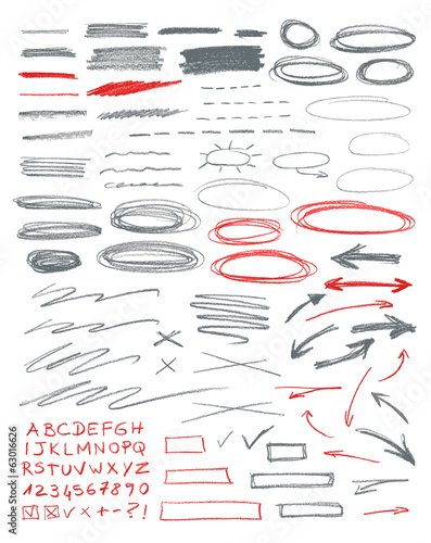 Set of hand drawn correction elements.