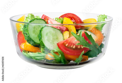 Fresh vegetable salad in bowl. With clipping path