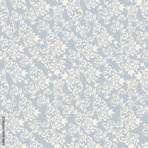 Seamless background of blue color in the style of damascus © nataliiaku