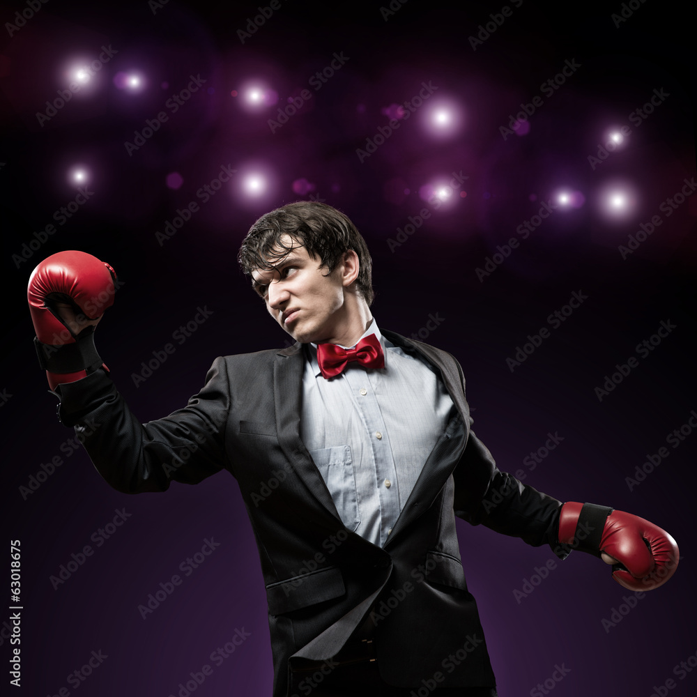 businessman with boxing gloves in the ring businessman with boxing gloves in the ring