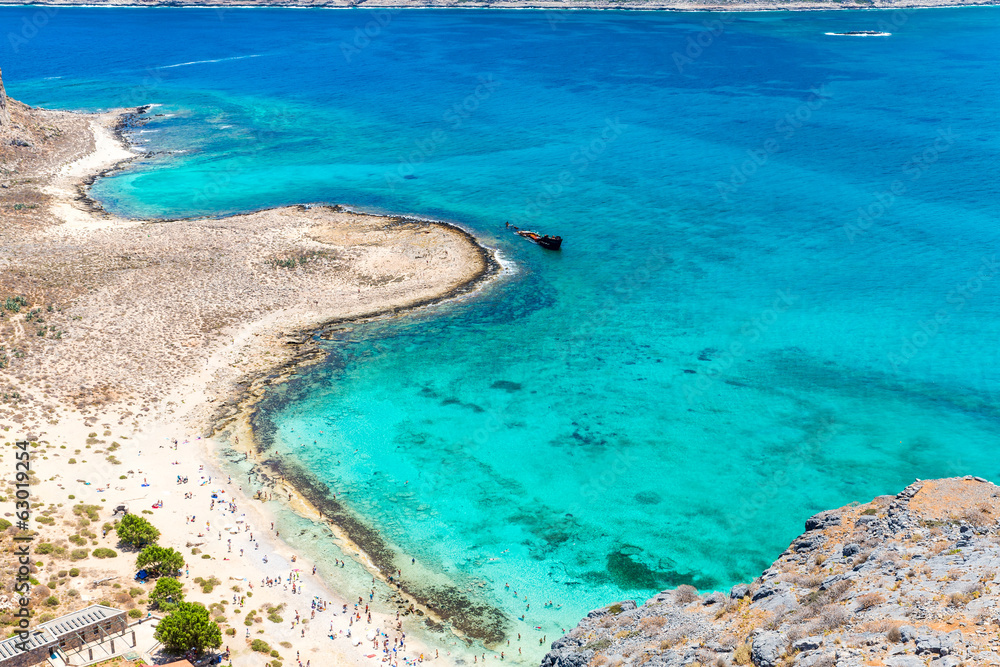 Obraz premium Gramvousa island near Crete, Greece. Balos beach.