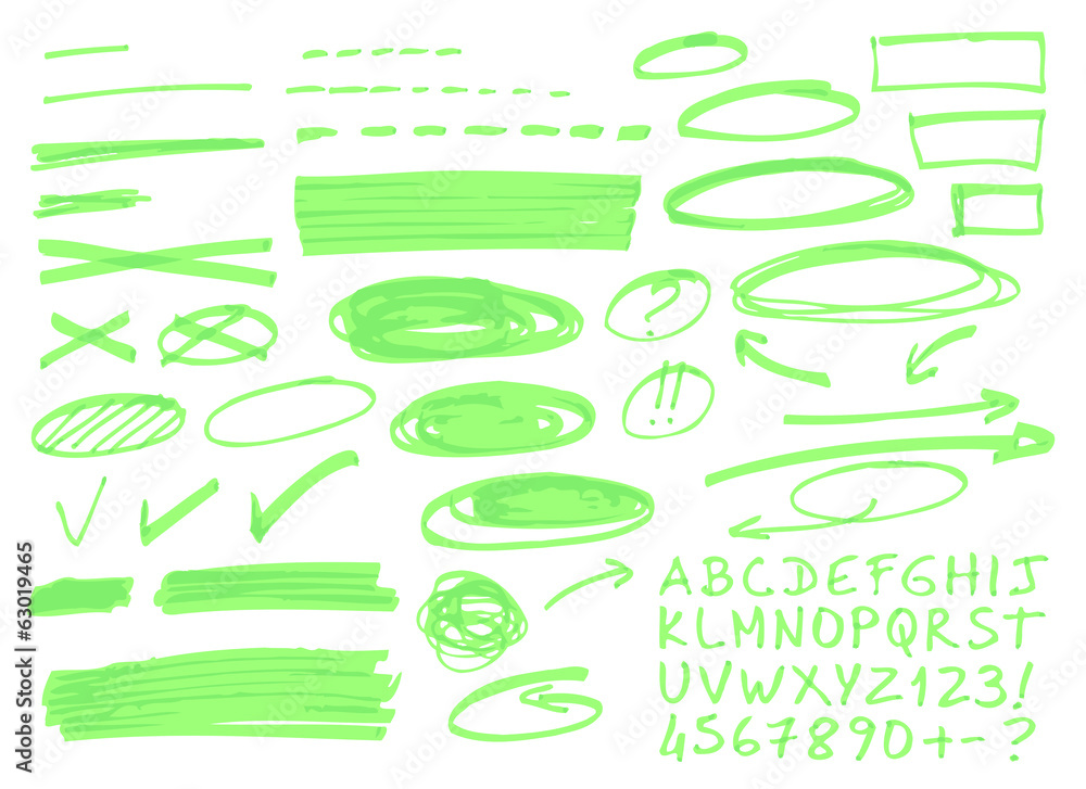 Naklejka premium Hand drawn highlighter elements.