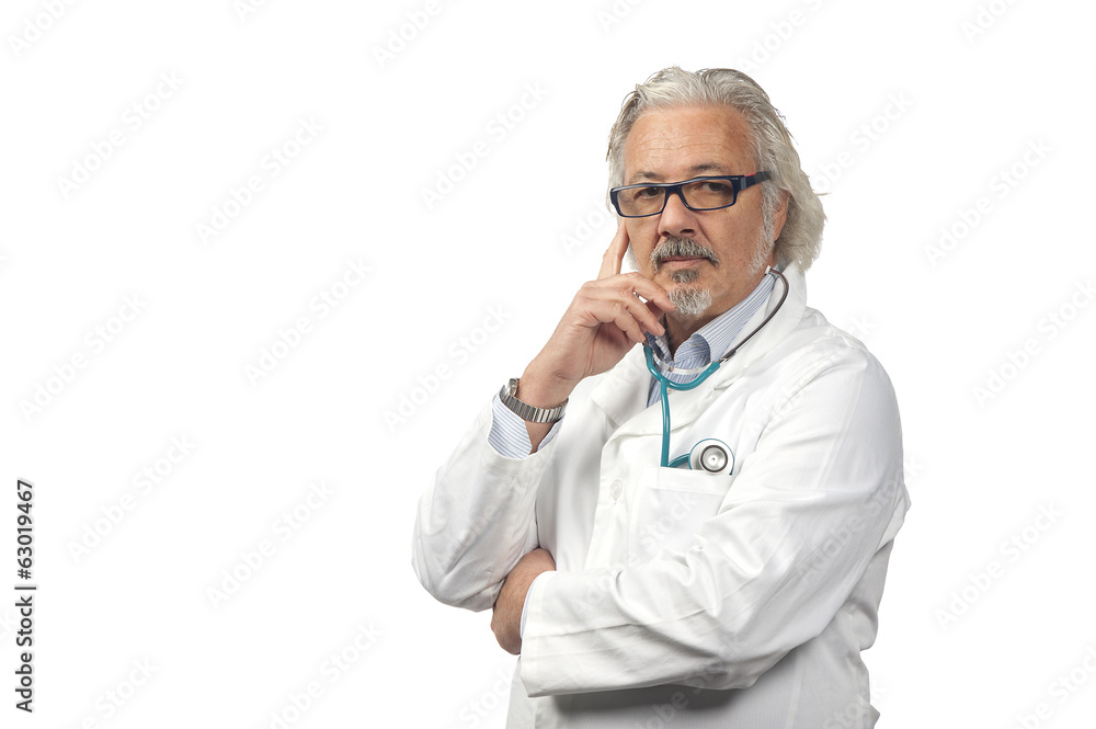 caucasian mature male doctor on bright background caucasian mature male doctor on bright background
