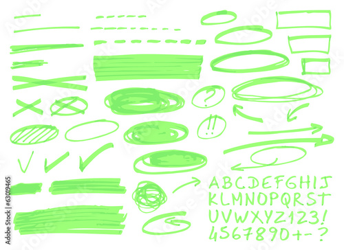 Hand drawn highlighter elements.