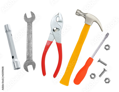 Wallpaper Mural Hammer, screwdriver and wrenches isolated on white Torontodigital.ca