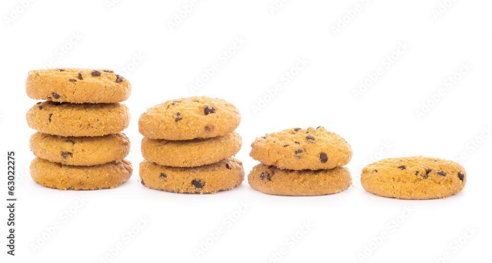 Chocolate homemade pastry biscuits isolated on white background Chocolate homemade pastry biscuits isolated on white background