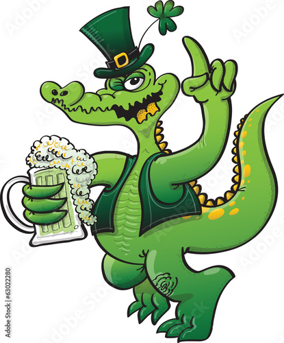 St Paddy s Day Crocodile Drinking Beer and Celebrating