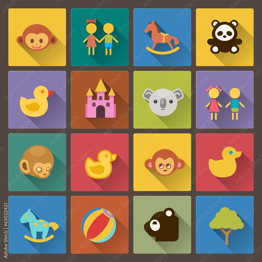 set of sixteen zoo and animals icons in flat design set of sixteen zoo and animals icons in flat design