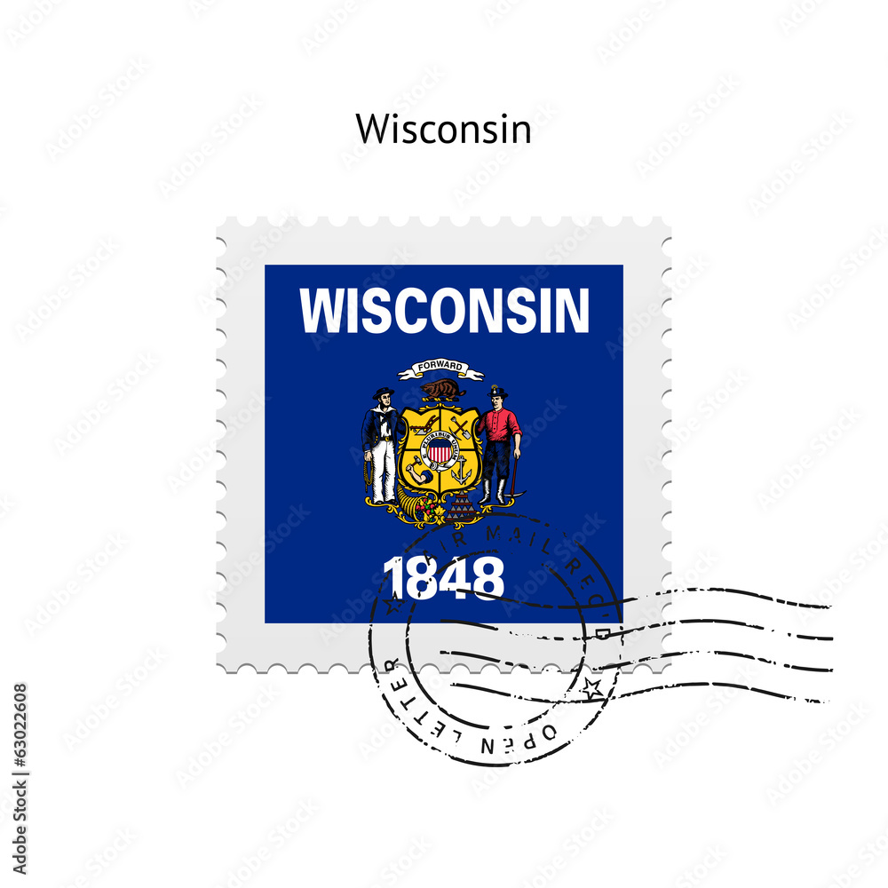 State of Wisconsin flag postage stamp.