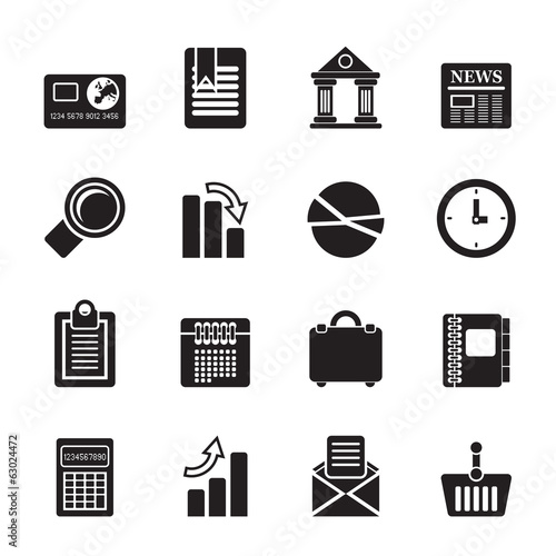 Silhouette Business and Office Realistic Internet Icons