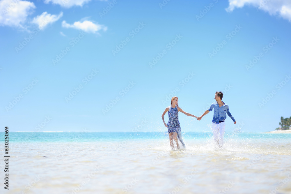 Young couple on a tropical island