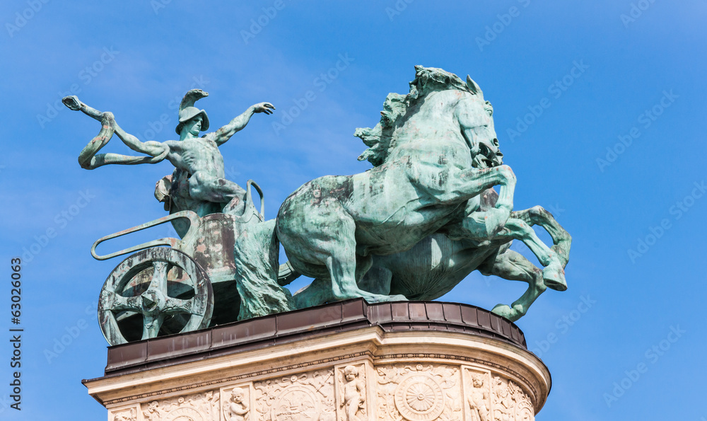 War's chariot, Hero's Square, Budapest