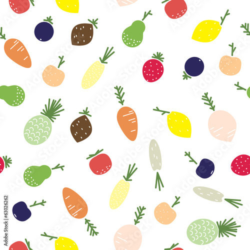 Fototapeta Naklejka Na Ścianę i Meble -  Fruits and vegetables seamless pattern
