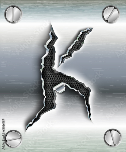 letter K cut out in metal