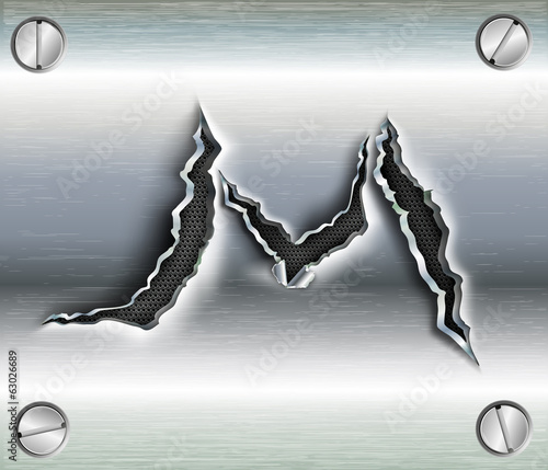 letter M cut out in metal