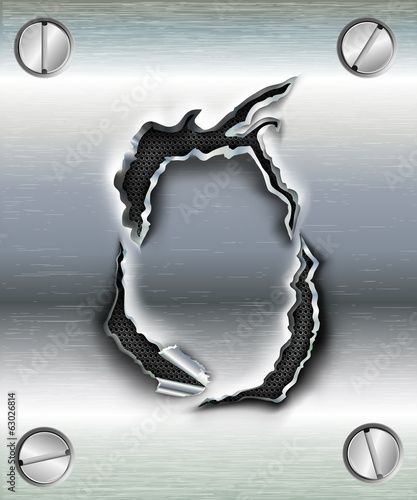 letter O cut out in metal