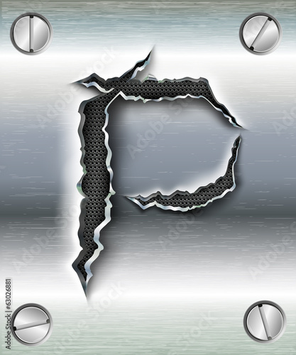 letter P cut out in metal
