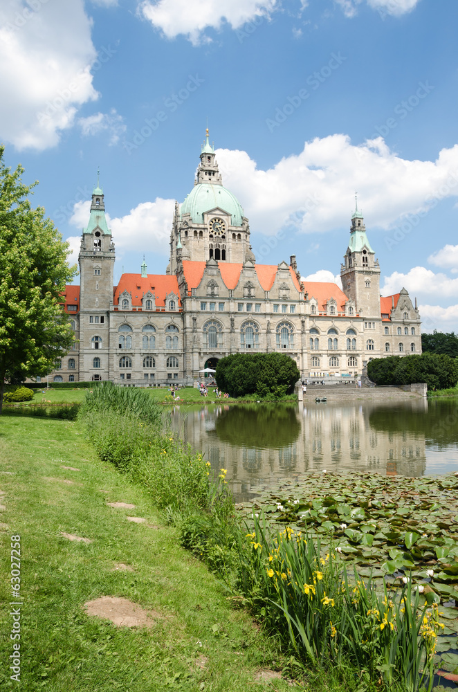 Landscape of the New Town Hall in Hanover, Germany