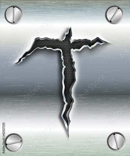 letter T cut out in metal