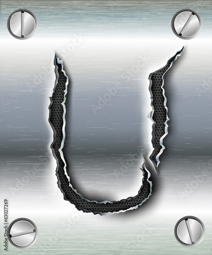 letter U cut out in metal
