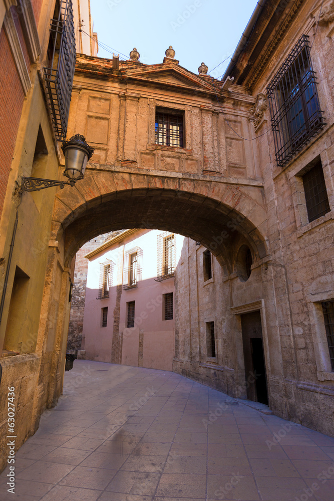 Valencia Cathedral Arch Barchilla street at Spain