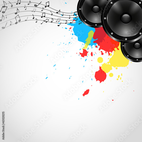 Music Background with Speakers and Spots - Vector