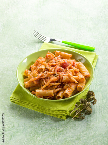 pasta with eggplants and pachino tomatoes