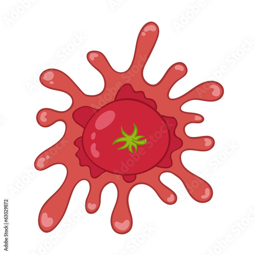 Red tomato with red blot in vector