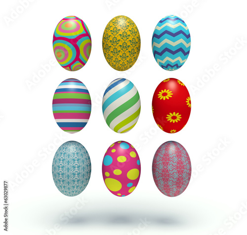 Set of vertical colorful Easter eggs.