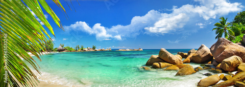 tropical holidays in paradise of Seychelles islands #63030246