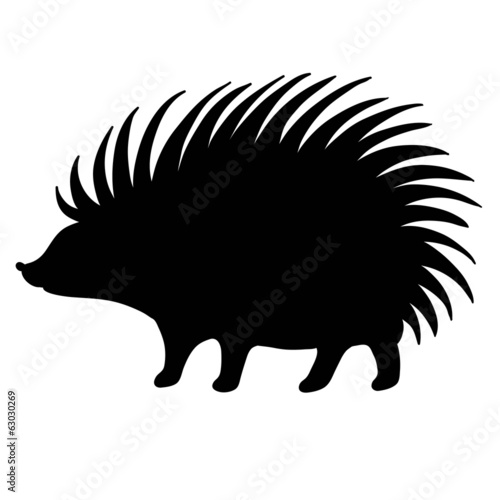 silhouette hedgehog on white background