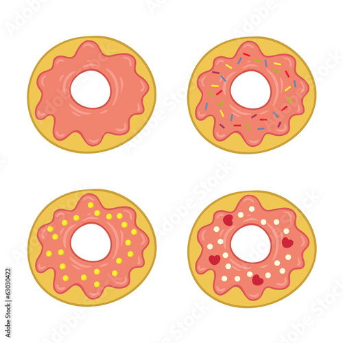 donut in colored icing, set