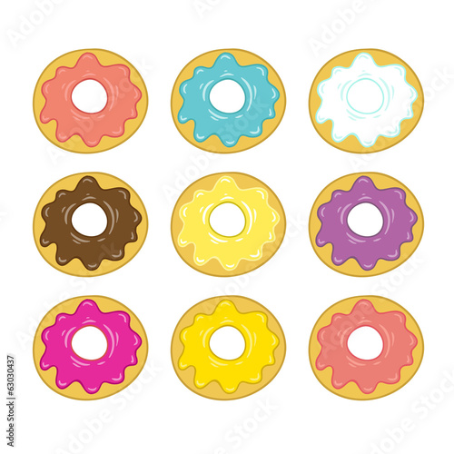 donut in colored icing  set