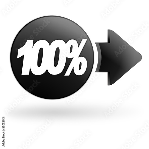 cent pour cent sur bouton noir