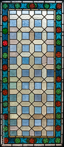 stained glass window of colored glass