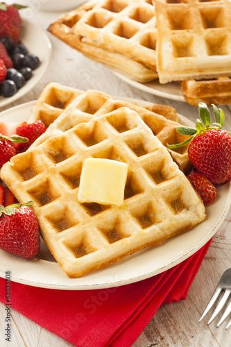 Homemade Belgian Waffles with Fruit