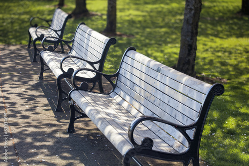 Fotografia, Obraz Park Benches at Portland Waterfront Park
