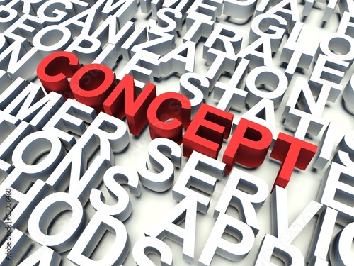 Word Concept in red. Keyword concept.