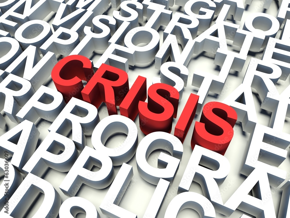 Word Crisis in red. Keyword concept. Word Crisis in red. Keyword concept.