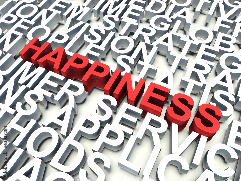 Word Happiness in red. Keyword concept. Word Happiness in red. Keyword concept.