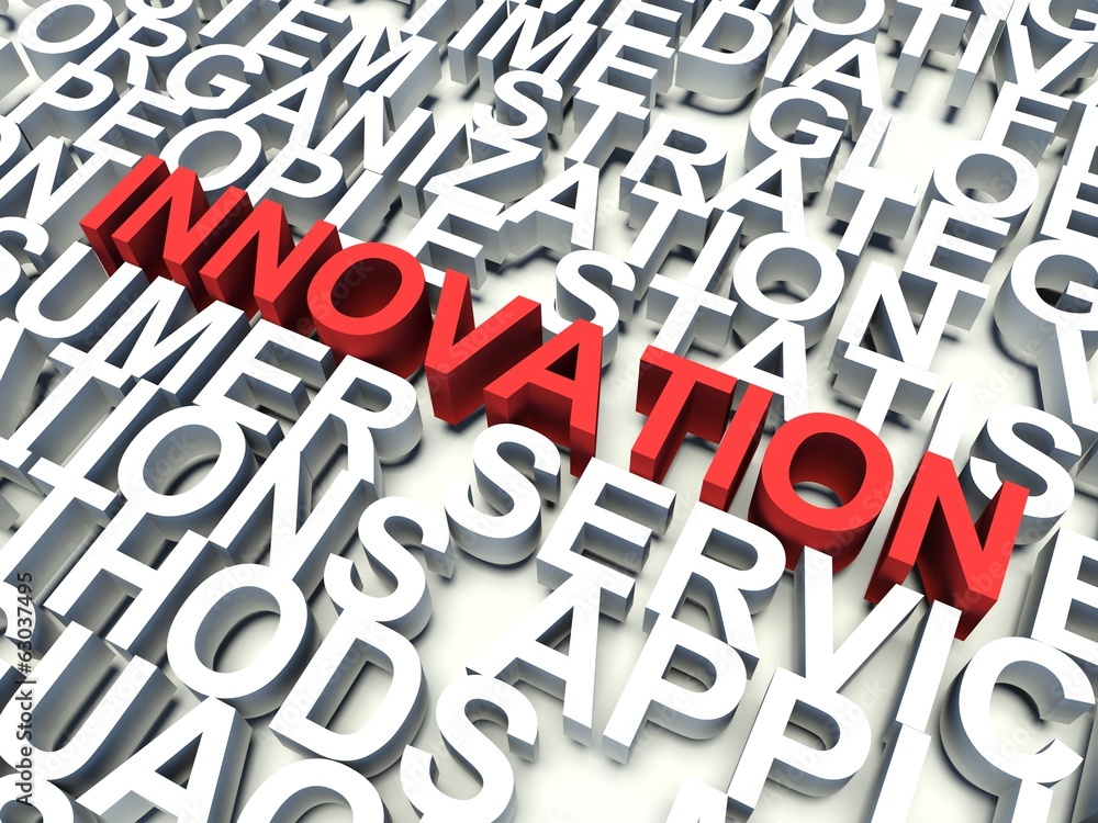 Word Innovation in red. Keyword concept. Word Innovation in red. Keyword concept.