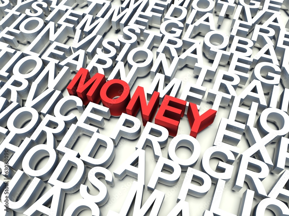 Word Money in red. Keyword concept. Word Money in red. Keyword concept.